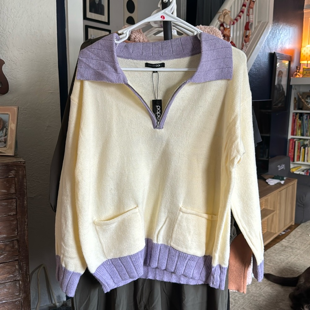 9 - Ivory/Lavender Papermoon Sweater